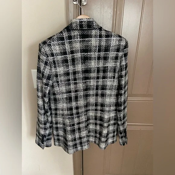 Veronica Beard Rhinestone Miller Plaid Tweed Dickey Jacket Size 4 Crystals